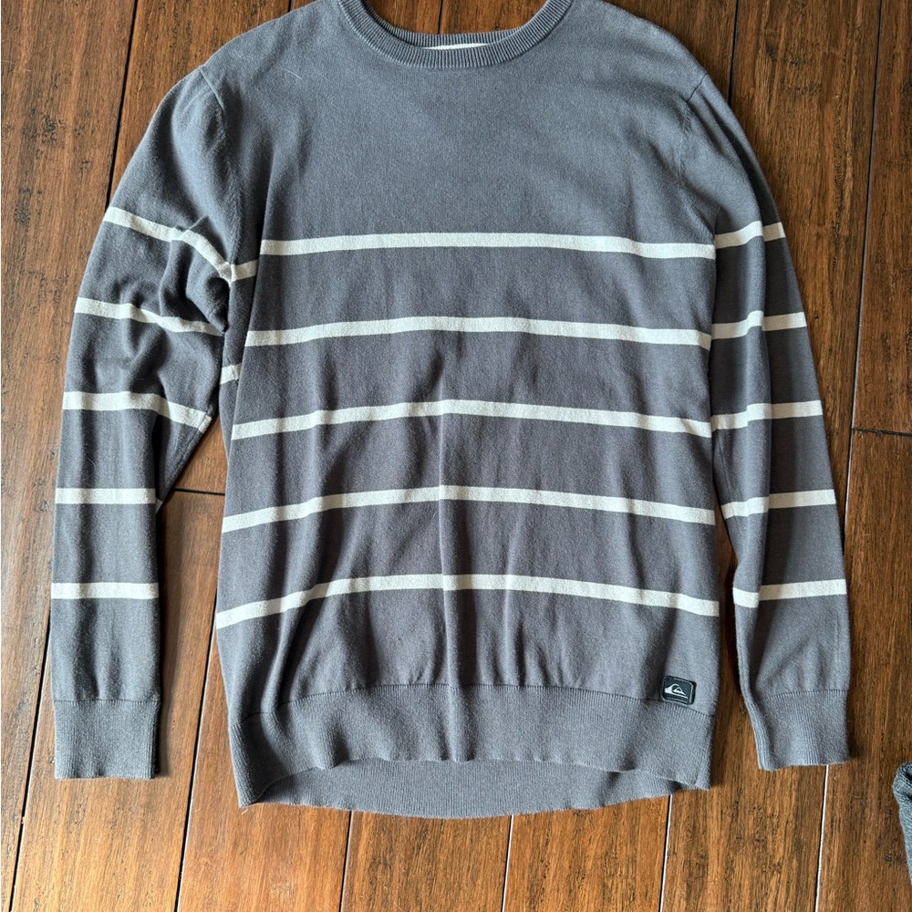 Quiksilver Charcoal Striped Crewneck Sweater